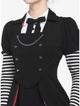 Black Rabbit Bustle Double-Breasted Girls Vest, BLACK, alternate