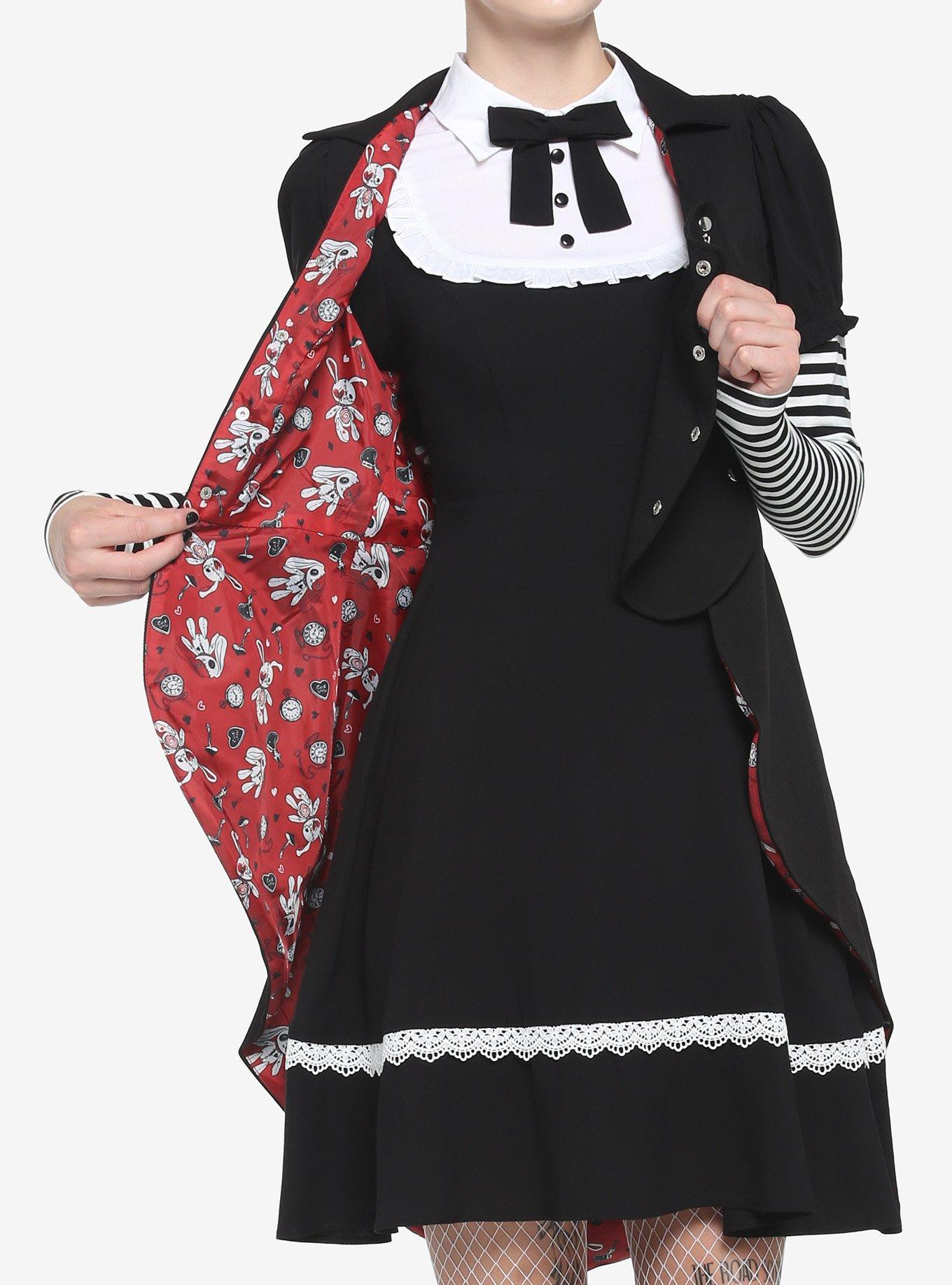 Black Rabbit Bustle Double-Breasted Girls Vest, BLACK, alternate