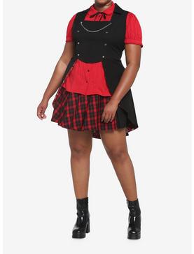 Black Rabbit Bustle Double-Breasted Girls Vest Plus Size, , hi-res