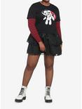 Black & Red Stripe Bunny Girls Crop Twofer Plus Size, BLACK, alternate