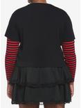 Black & Red Stripe Bunny Girls Crop Twofer Plus Size, BLACK, alternate