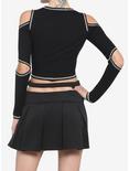 Black Cutout Girls Crop Long-Sleeve T-Shirt, BLACK, alternate