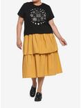 Black Mushroom Moon Phase Girls Crop T-Shirt Plus Size, BLACK, alternate