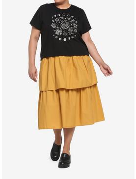 Black Mushroom Moon Phase Girls Crop T-Shirt Plus Size, , hi-res