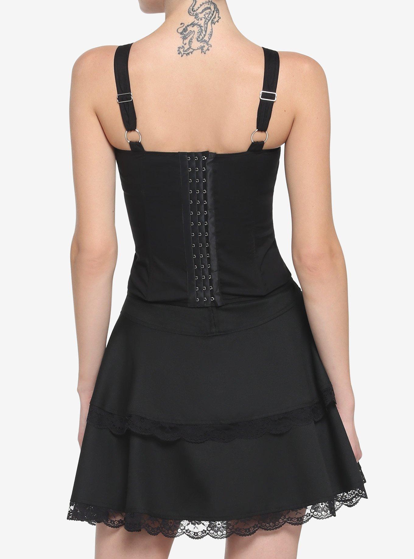 Black & Red Checker Lace-Up Corset, CHECKERED, alternate