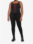 Black & Red Checker Lace-Up Corset Plus Size, CHECKERED, alternate