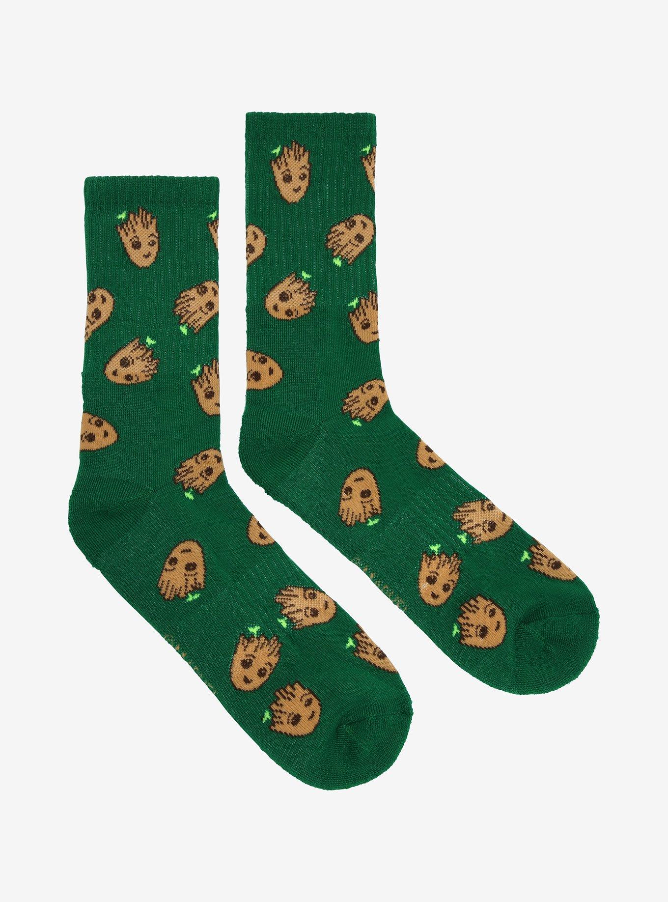 Marvel Guardians of the Galaxy Baby Groot Allover Print Crew Socks - BoxLunch Exclusive, , alternate