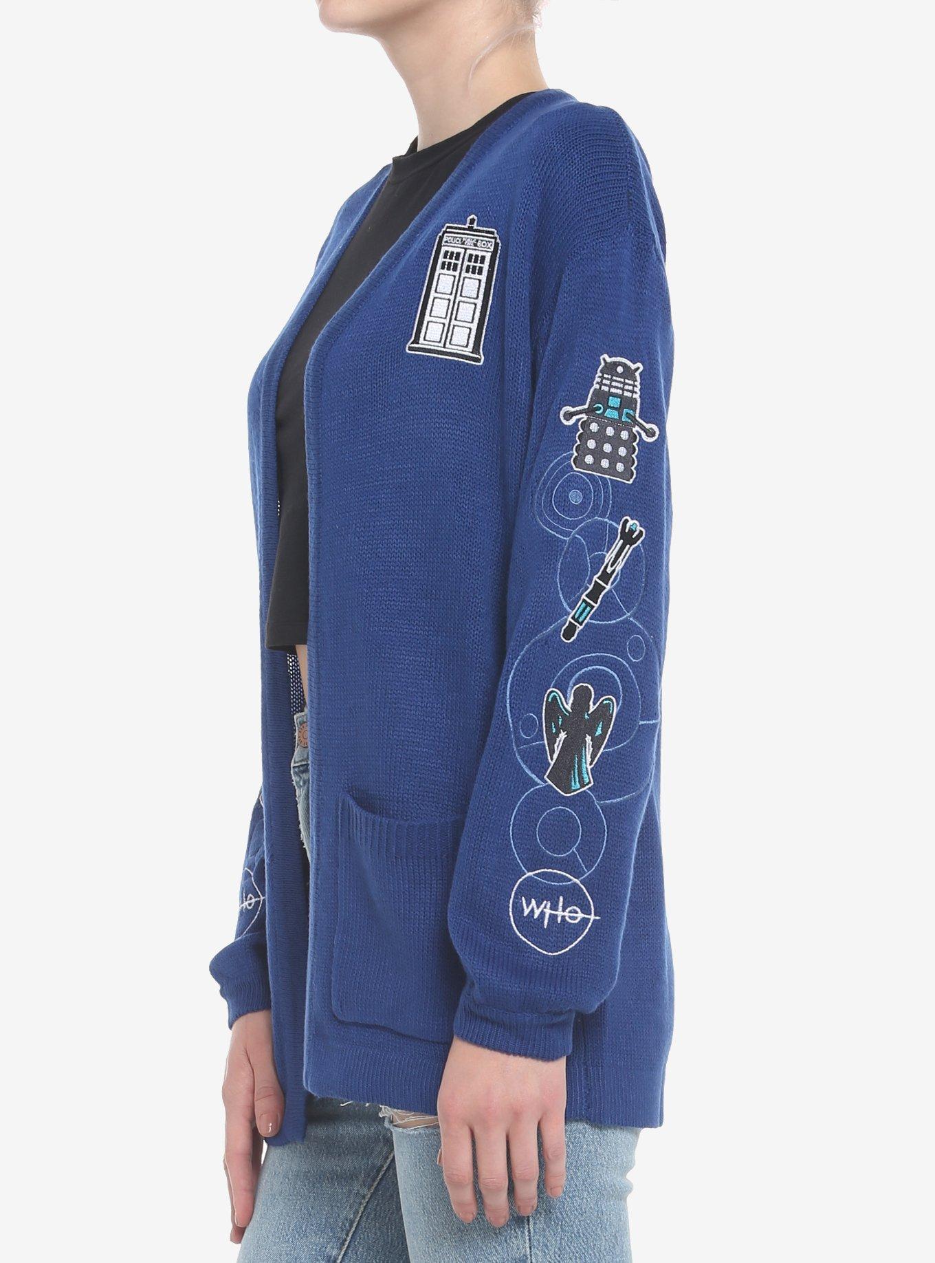 Her Universe Doctor Who Icon Embroidered Girls Open Cardigan, MULTI, alternate