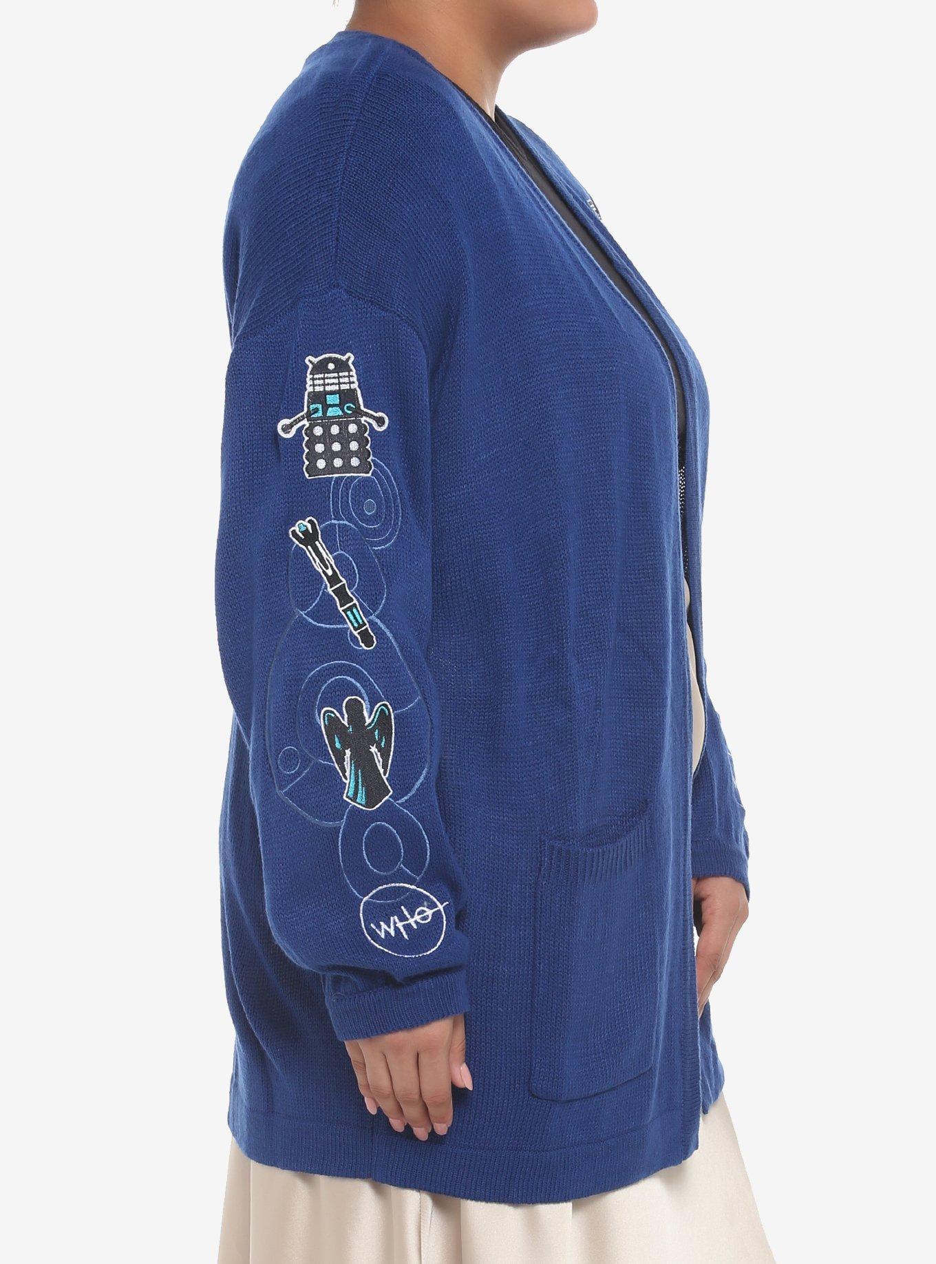 Her Universe Doctor Who Icon Embroidered Girls Open Cardigan Plus Size, MULTI, alternate