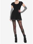 Black & White Contrast Stitch Skater Dress With Arm Warmers, MULTI, alternate
