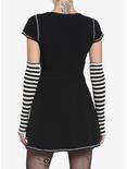 Black & White Contrast Stitch Skater Dress With Arm Warmers, MULTI, alternate