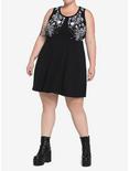 Skull Floral Skater Dress Plus Size, BLACK, alternate