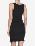 Black Cutout Ruched Mini Dress, BLACK, alternate