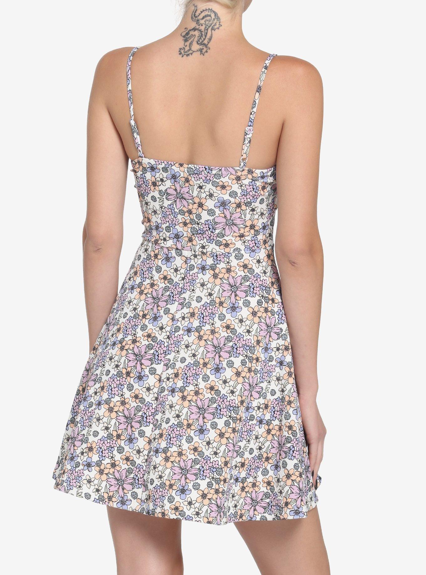 Pastel Flowers Skater Dress, IVORY, alternate
