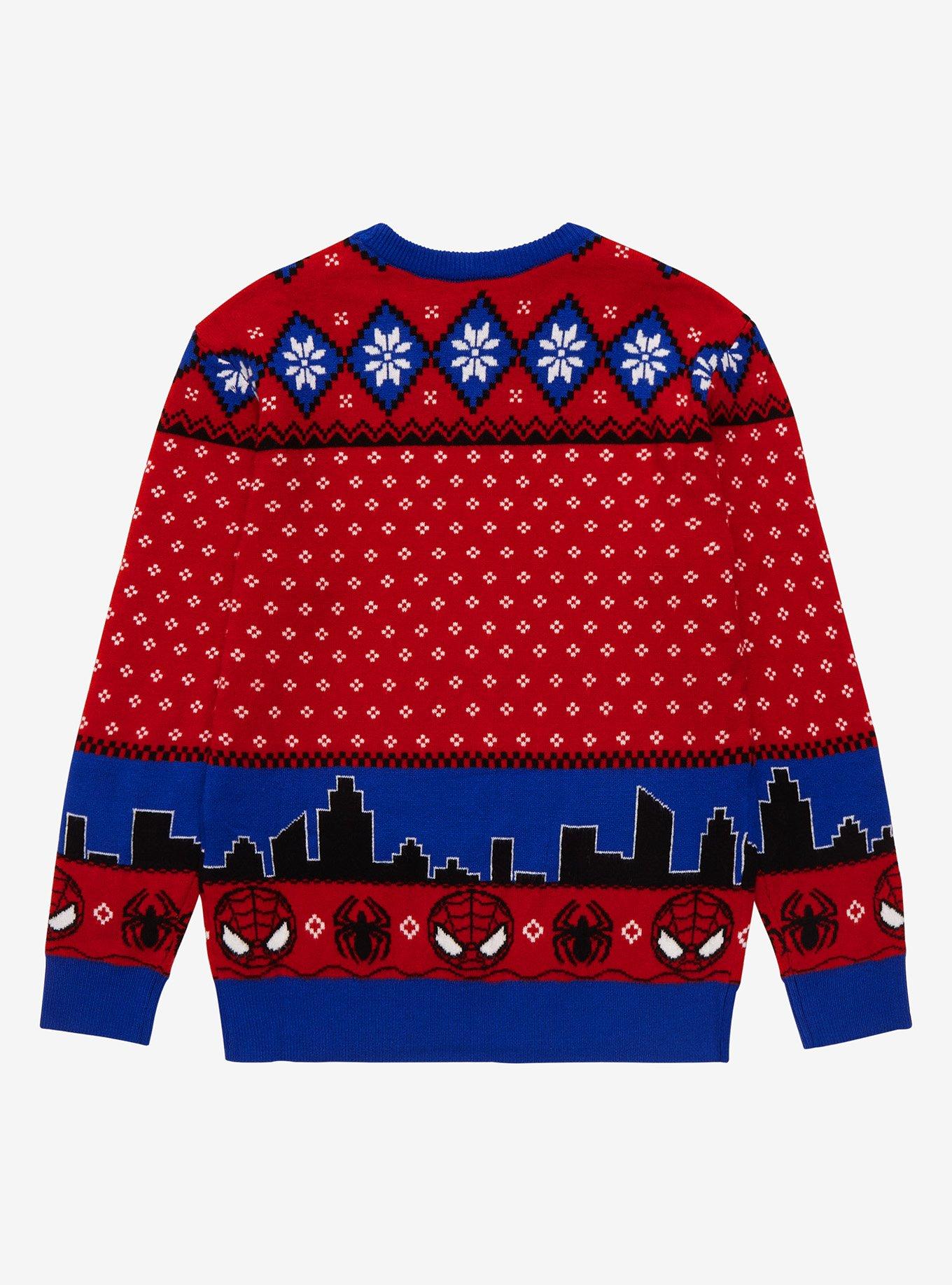 Marvel Spider-Man Chibi Spidey Youth Holiday Sweater - BoxLunch Exclusive, REAL RED, alternate