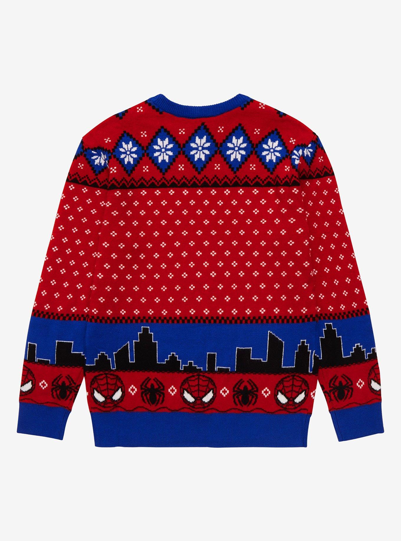 Marvel Spider-Man Chibi Spidey Youth Holiday Sweater - BoxLunch Exclusive, REAL RED, alternate