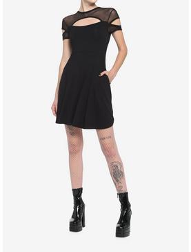 Black Fishnet Cutout Dress, , hi-res