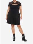 Black Fishnet Cutout Dress Plus Size, BLACK, alternate