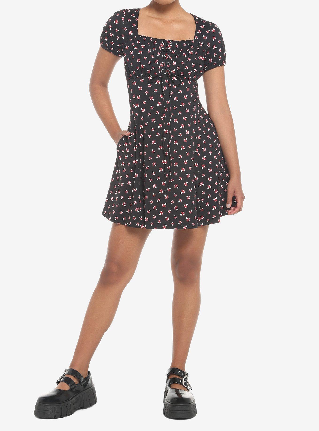 Black Mushroom Empire Dress, BLACK, alternate