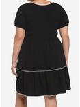 Black Square Neck Tiered Dress Plus Size, BLACK, alternate