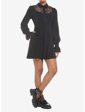 Black Lace Collared Dress, , hi-res
