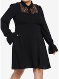 Black Lace Collared Dress Plus Size, BLACK, alternate
