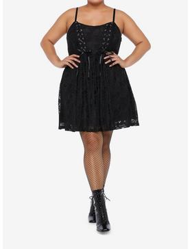 Black Skull Lace Dress Plus Size, , hi-res