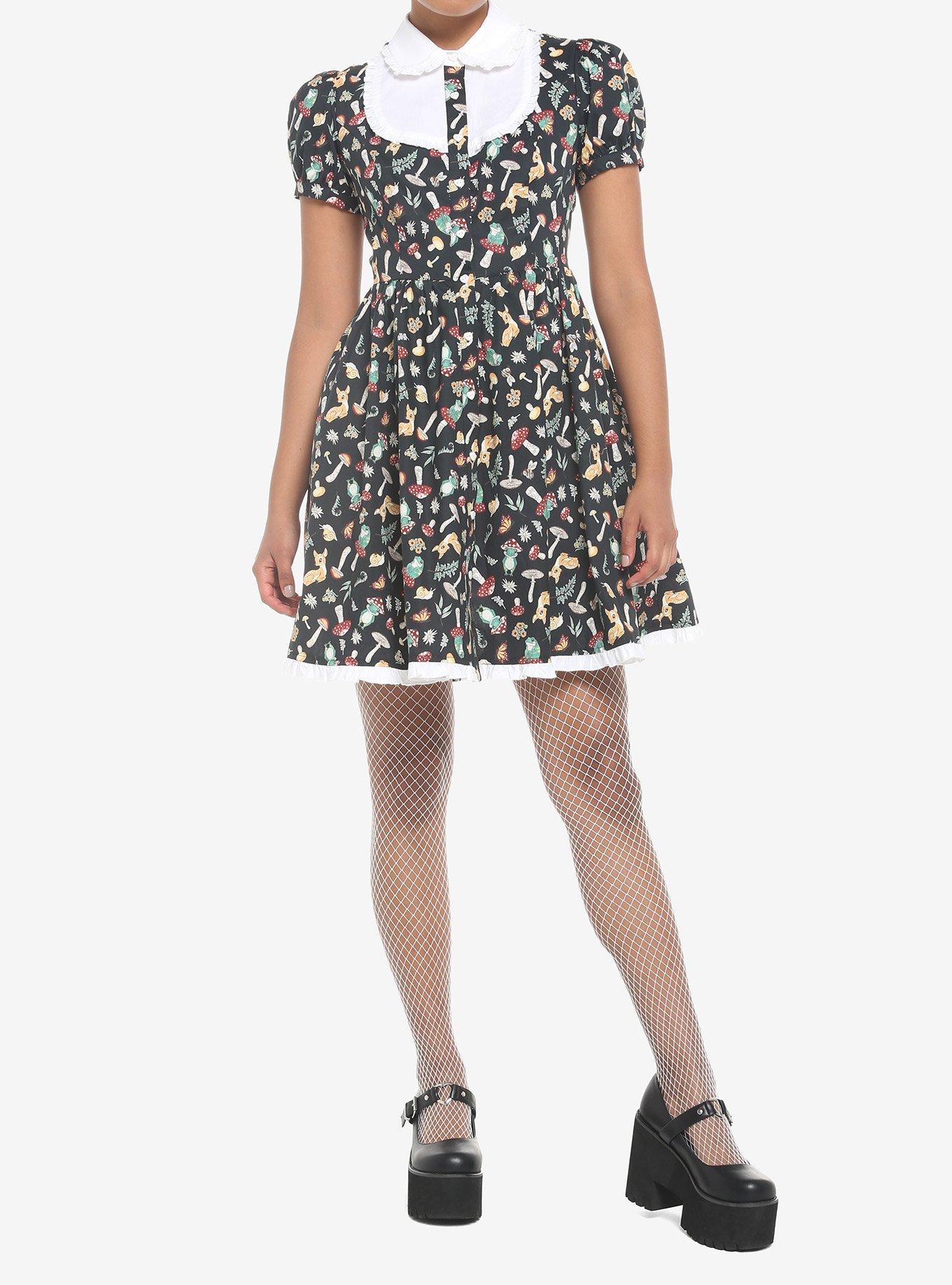 Cottage Critters Collar Dress, BLACK, alternate