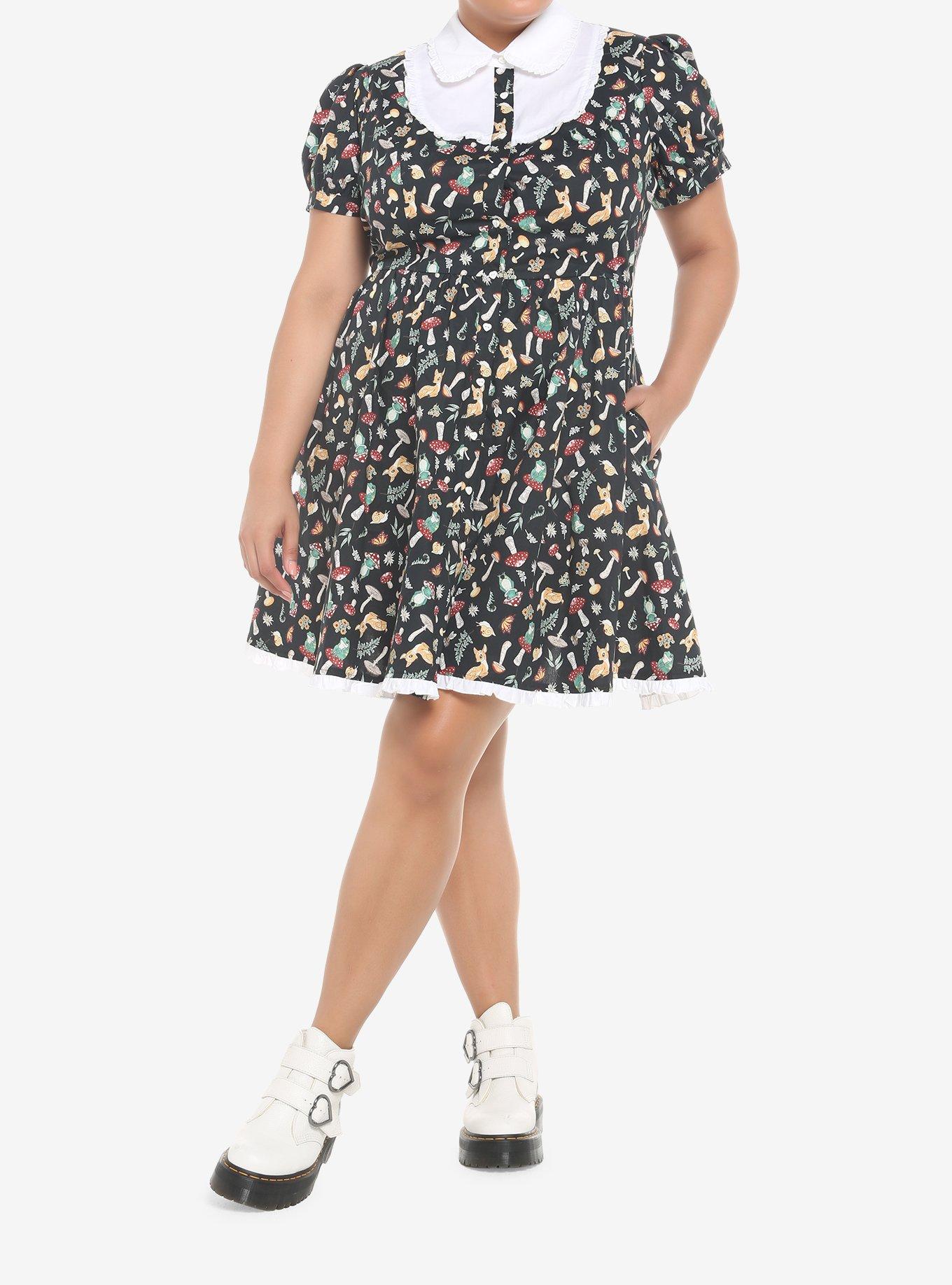 Cottage Critters Collar Dress Plus Size, BLACK, alternate