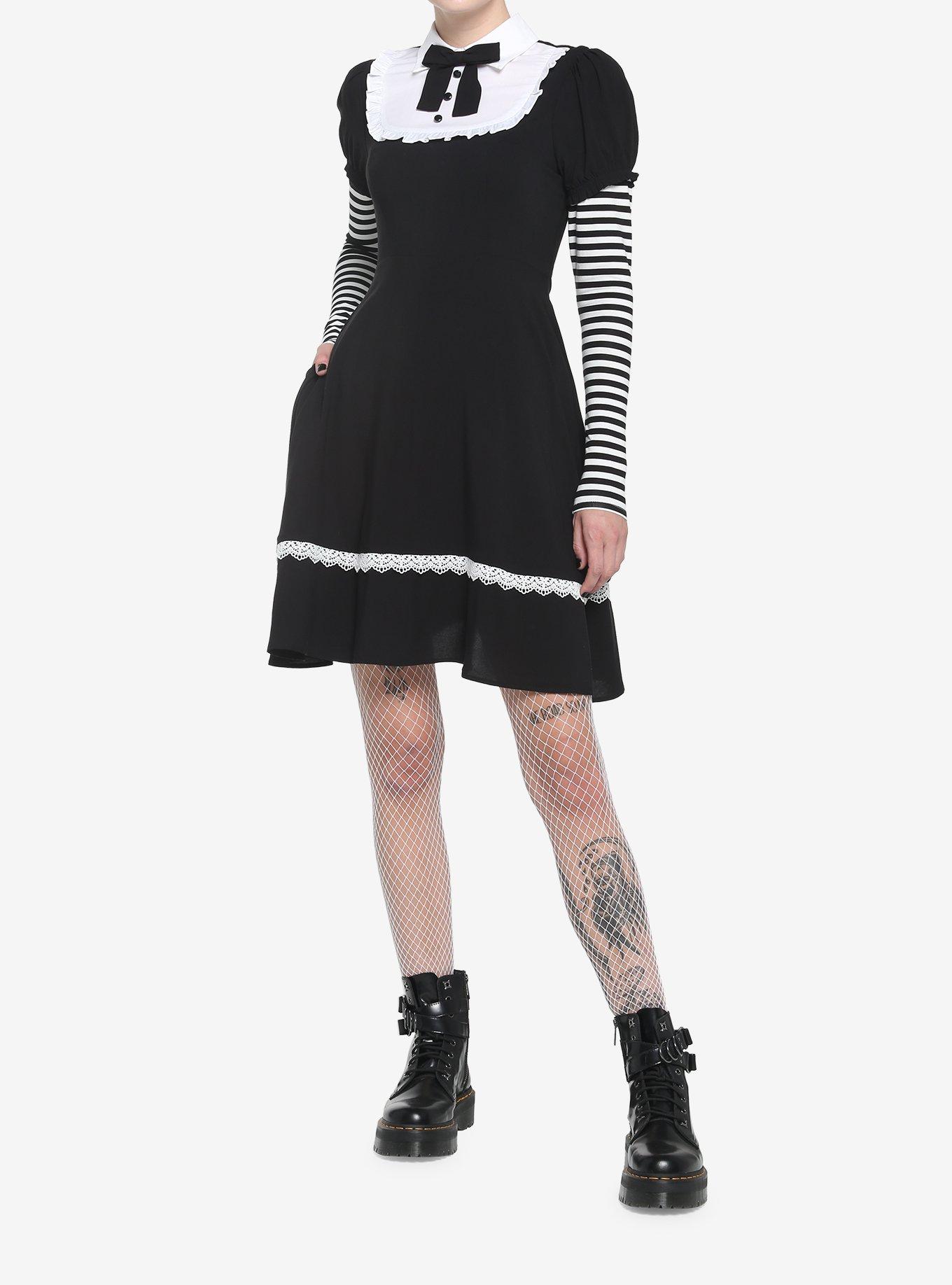 Black and White Stripe Twofer Dress