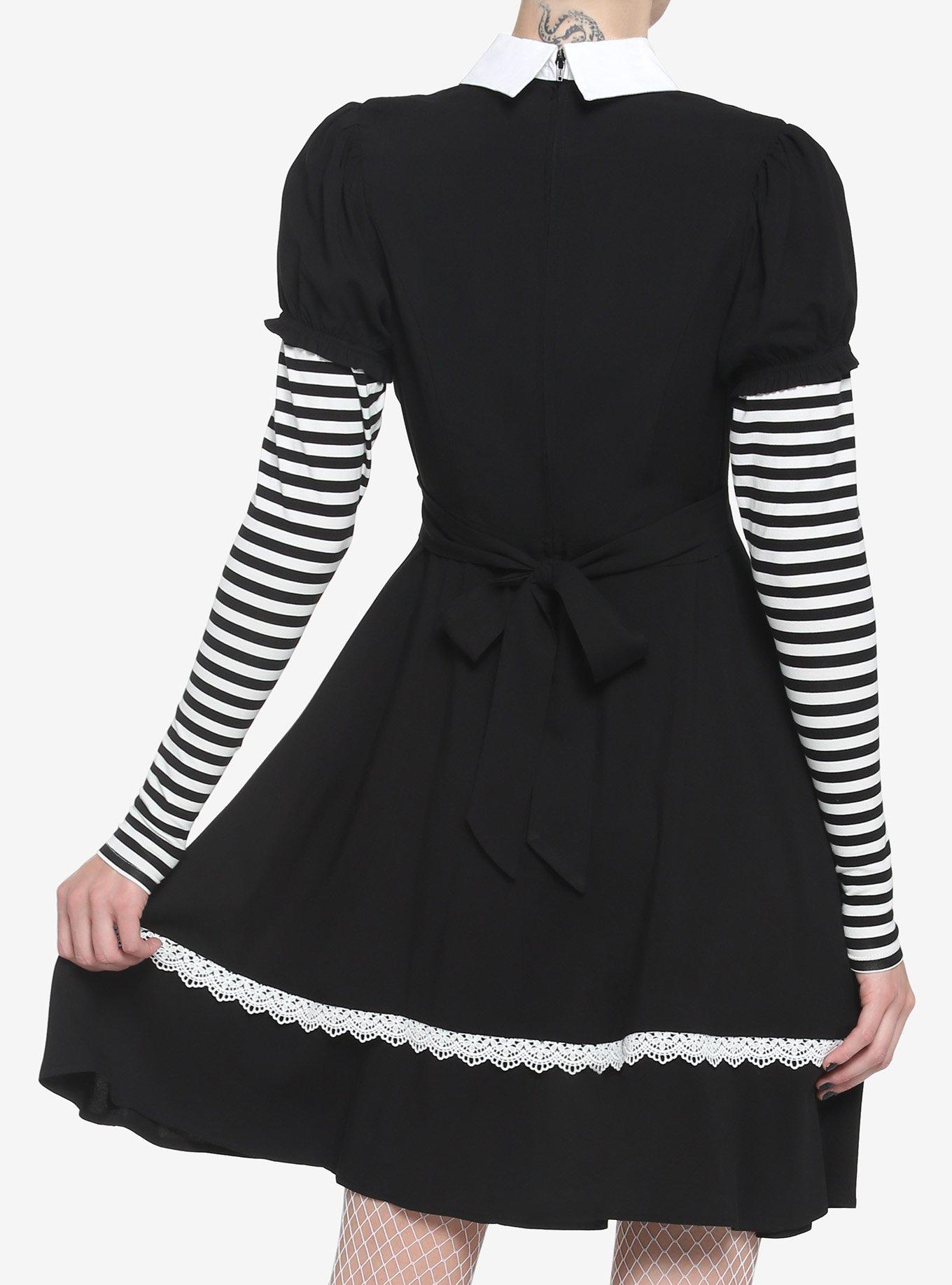 Black and White Stripe Twofer Dress