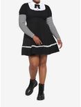Black & White Stripe Twofer Dress Plus Size, BLACK, alternate