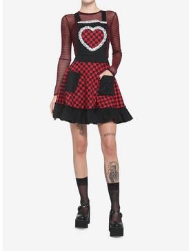 Black & Red Checkered Heart Skirtall, , hi-res