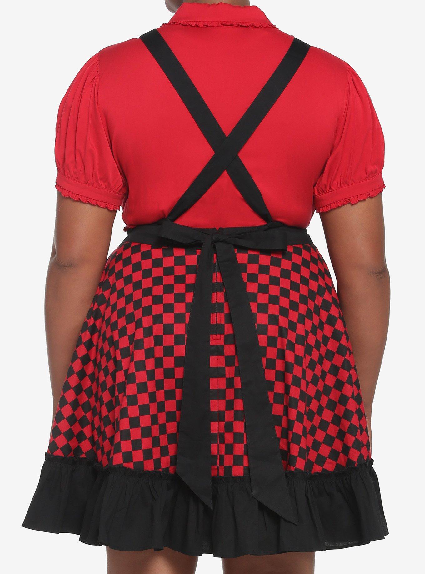Black & Red Checkered Heart Skirtall Plus Size, CHECKERED, alternate