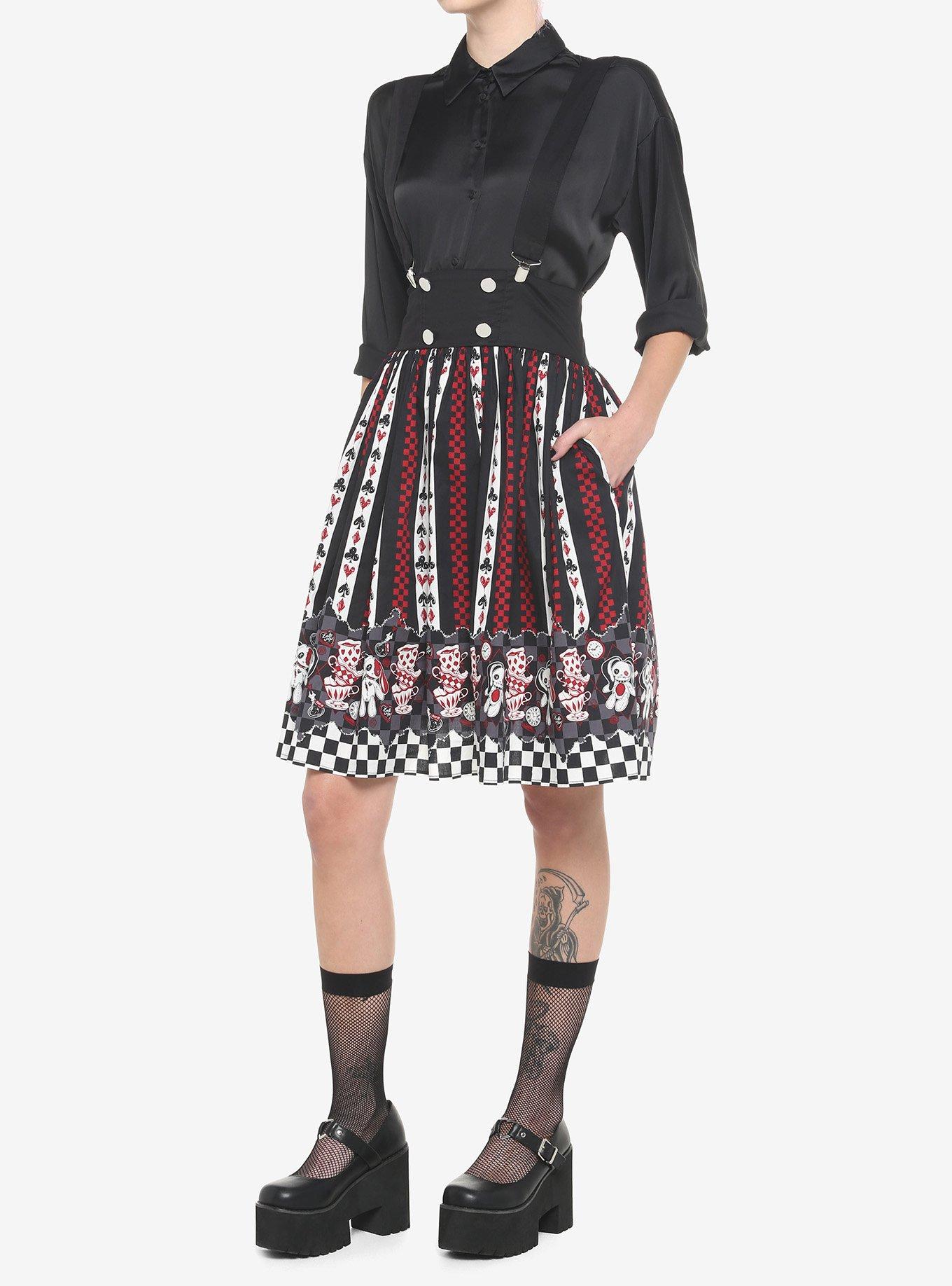 Mad Tea Party Stripe Suspender Skirt, , hi-res