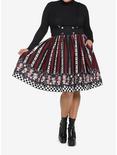 Mad Tea Party Stripe Suspender Skirt Plus Size, BLACK, alternate