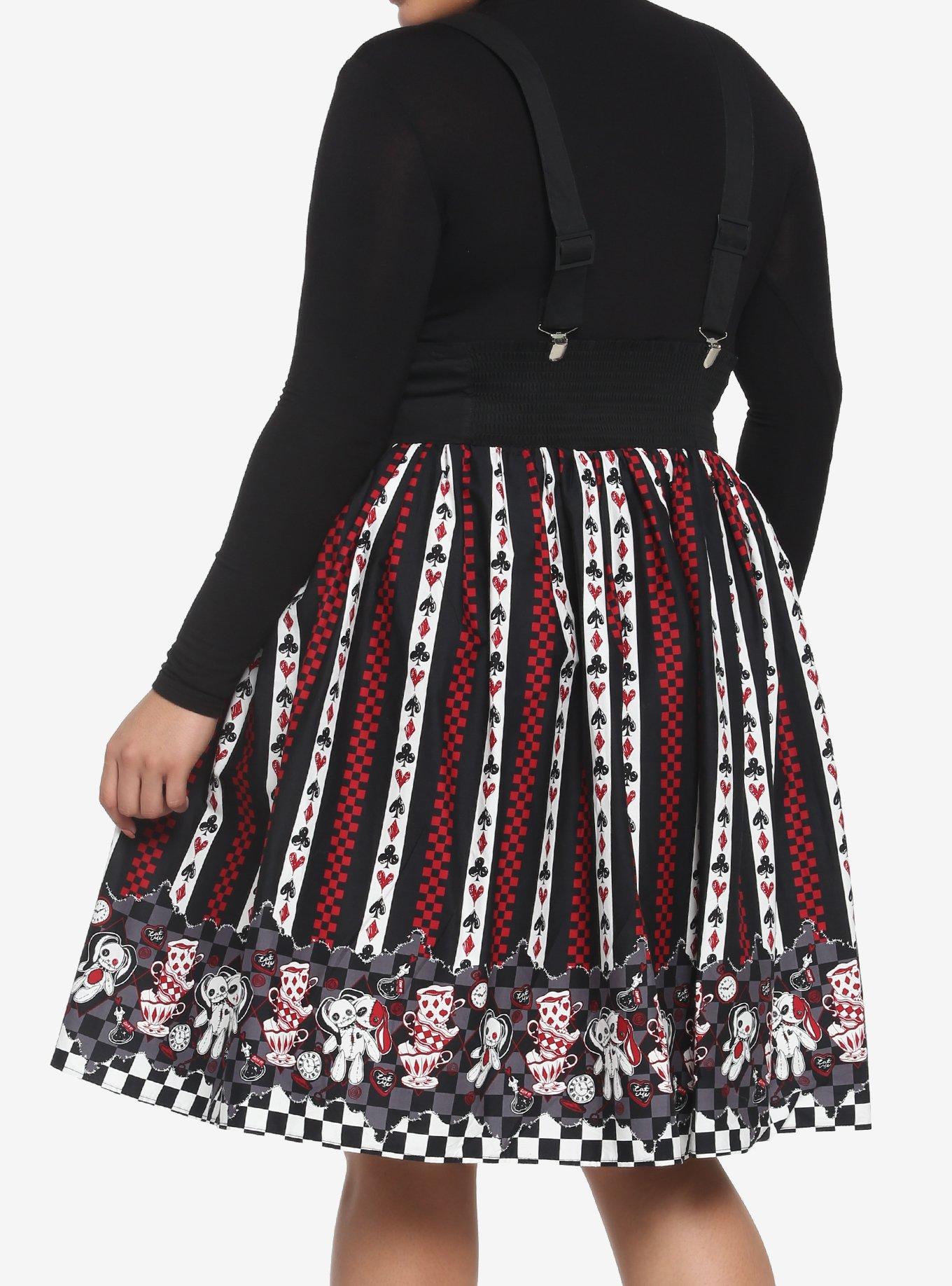 Mad Tea Party Stripe Suspender Skirt Plus Size, BLACK, alternate