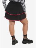 Black & Pink Lace-Up Tiered Skirt Plus Size, PINK, alternate