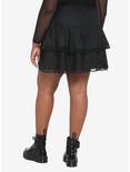 Black Lace-Up Chain Tiered Skirt Plus Size, BLACK, alternate