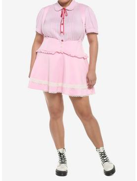 Pink Hearts & Lace Suspender Skirt Plus Size, , hi-res