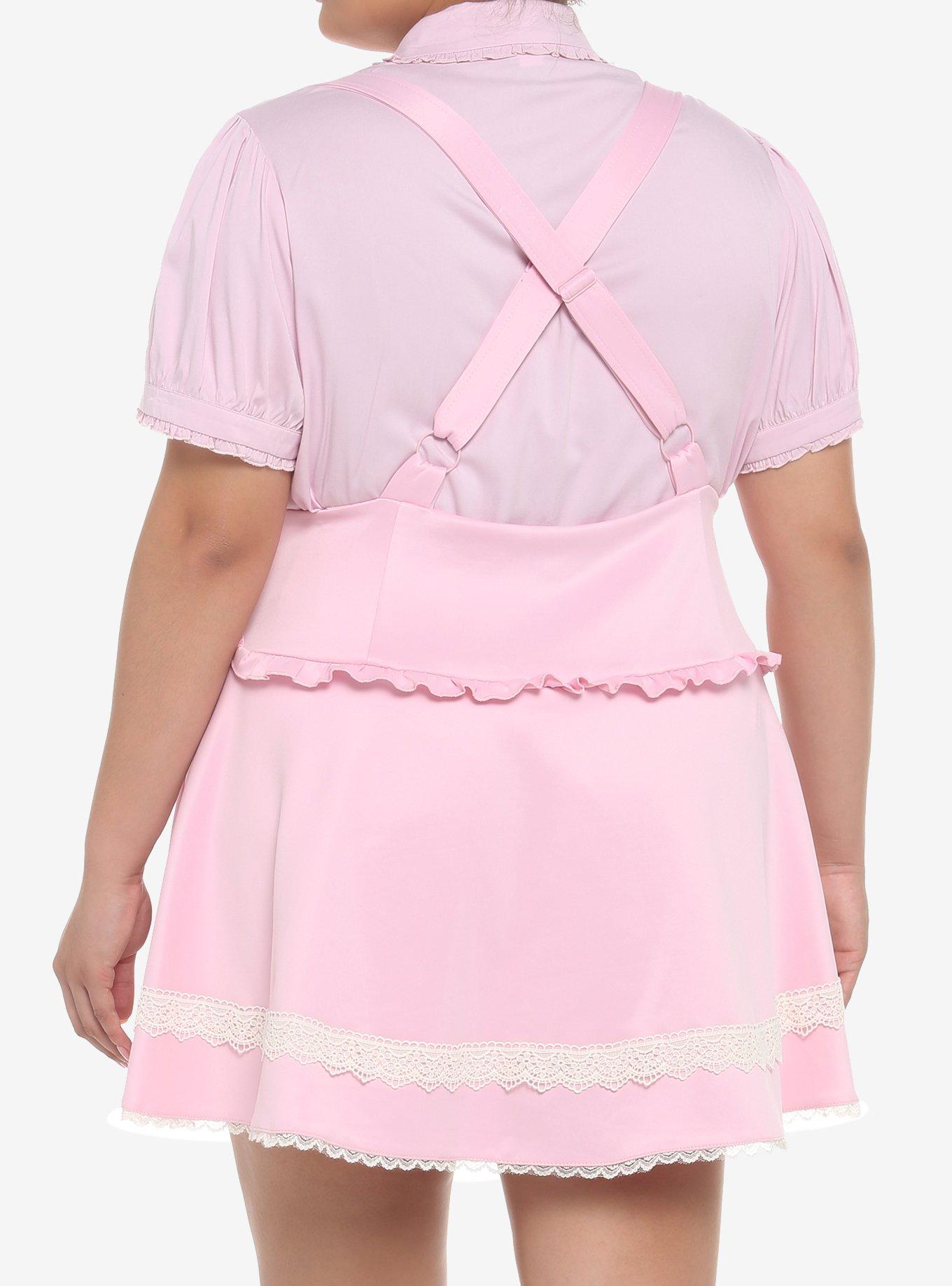 Pink Hearts & Lace Suspender Skirt Plus Size, PINK, alternate