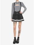 Black & White Lace Heart Waist Suspender Skirt, BLACK, alternate