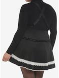 Black & White Lace Heart Waist Suspender Skirt Plus Size, BLACK, alternate