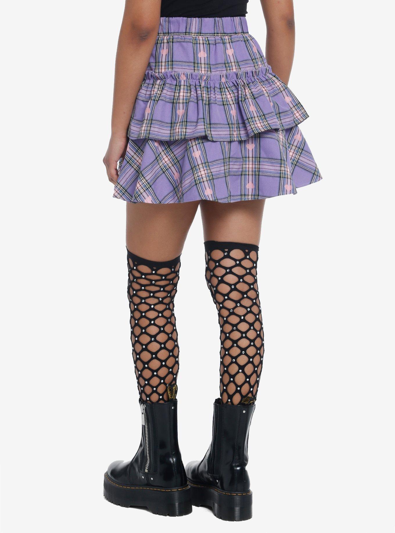 Plaid Hearts Tiered Skirt, PLAID, alternate