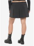 Black Side Cutout Pleated Skirt Plus Size, BLACK, alternate