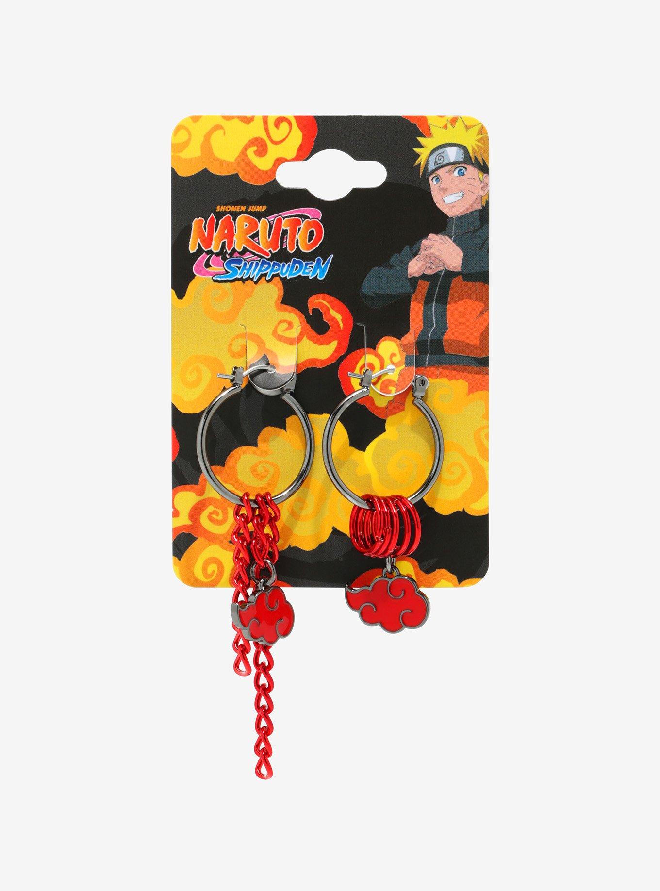 Naruto Shippuden Akatsuki Red Cloud Mismatch Mini Hoops, , alternate