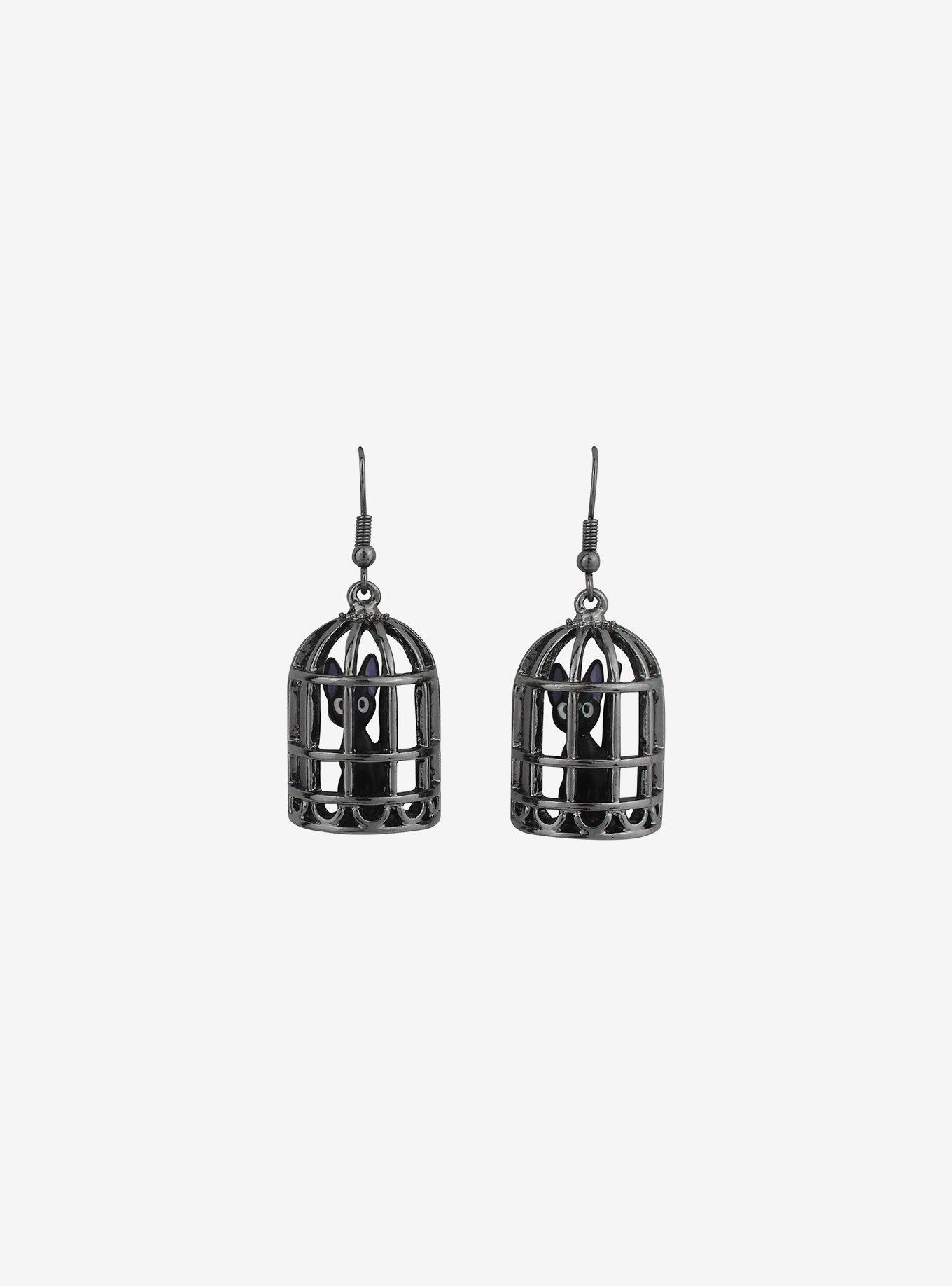 Studio Ghibli Kiki's Delivery Service Jiji Cage Drop Earrings, , alternate