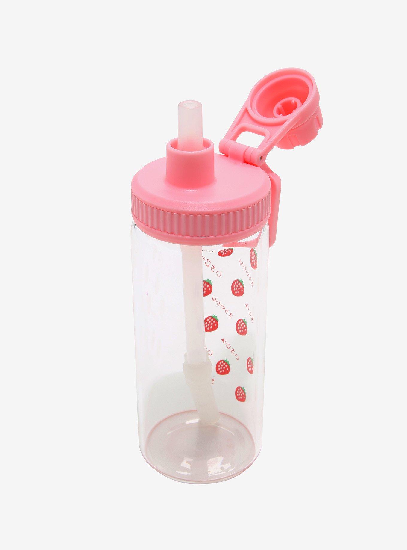 Strawberry Water Bottle With Straw, , alternate