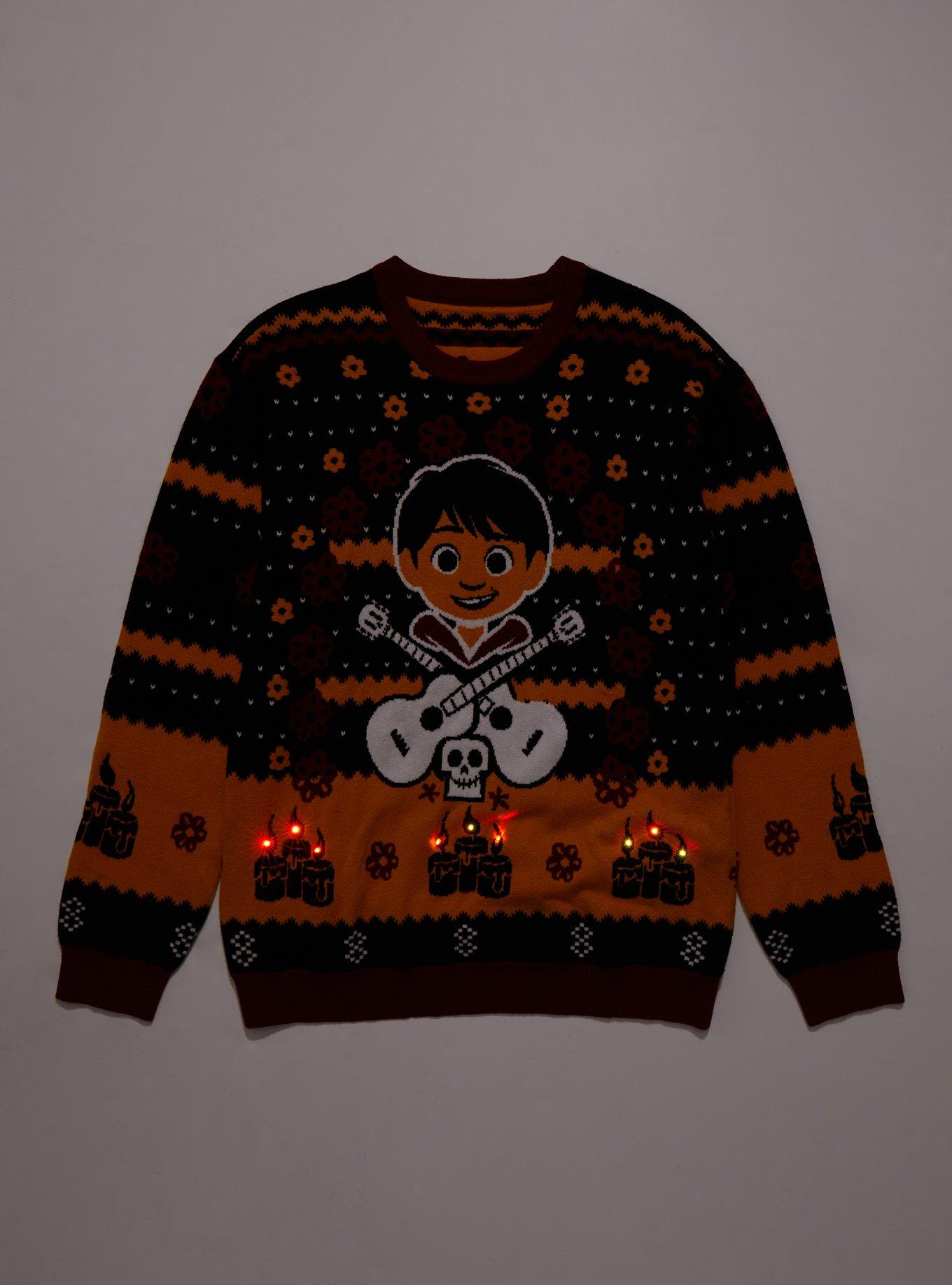 Disney Pixar Coco Miguel Icons Light-Up Holiday Sweater - BoxLunch Exclusive , BLACK, alternate