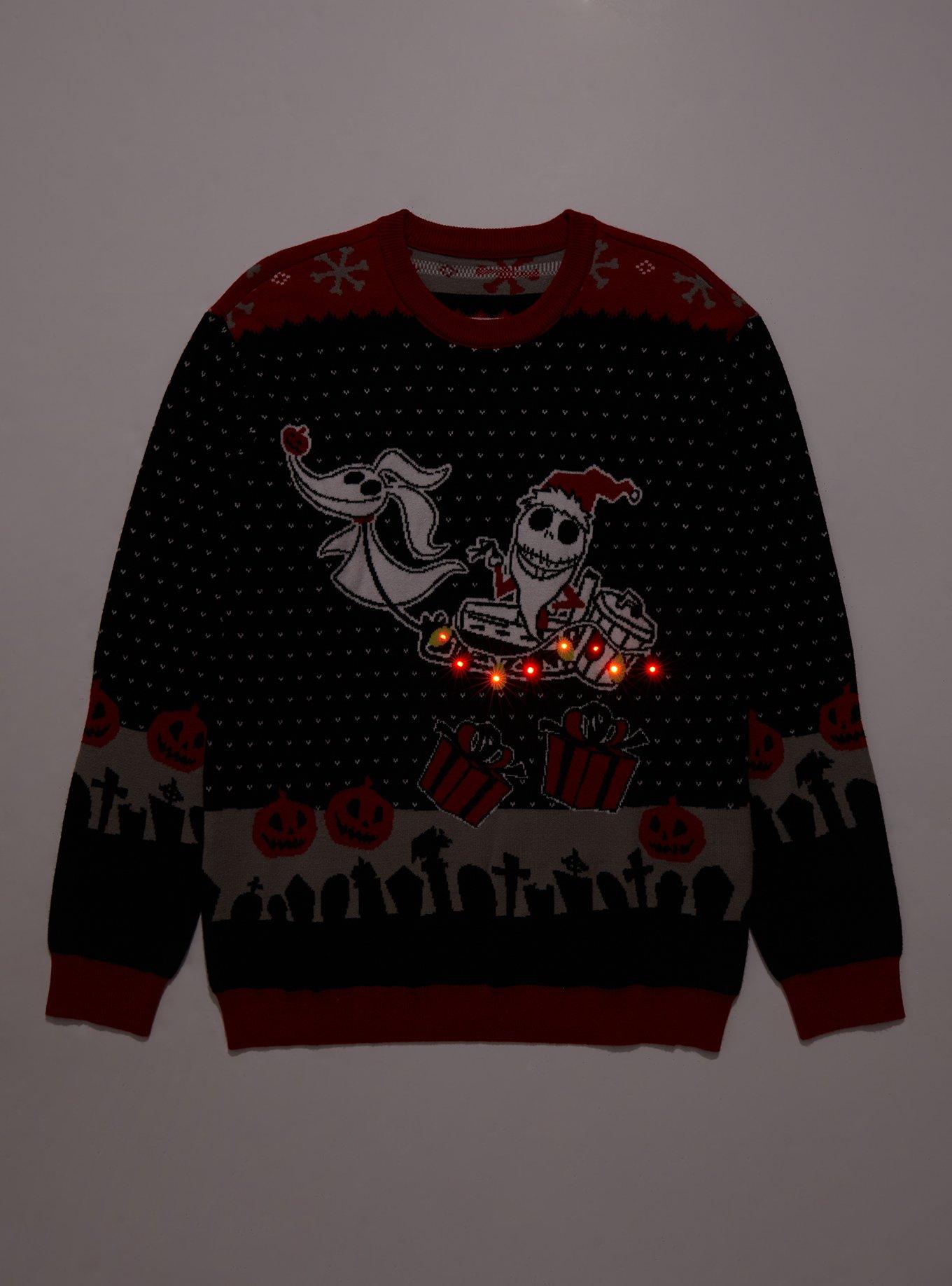 Disney The Nightmare Before Christmas Chibi Jack Skellington & Zero Holiday Sweater - BoxLunch Exclusive, BLACK, alternate